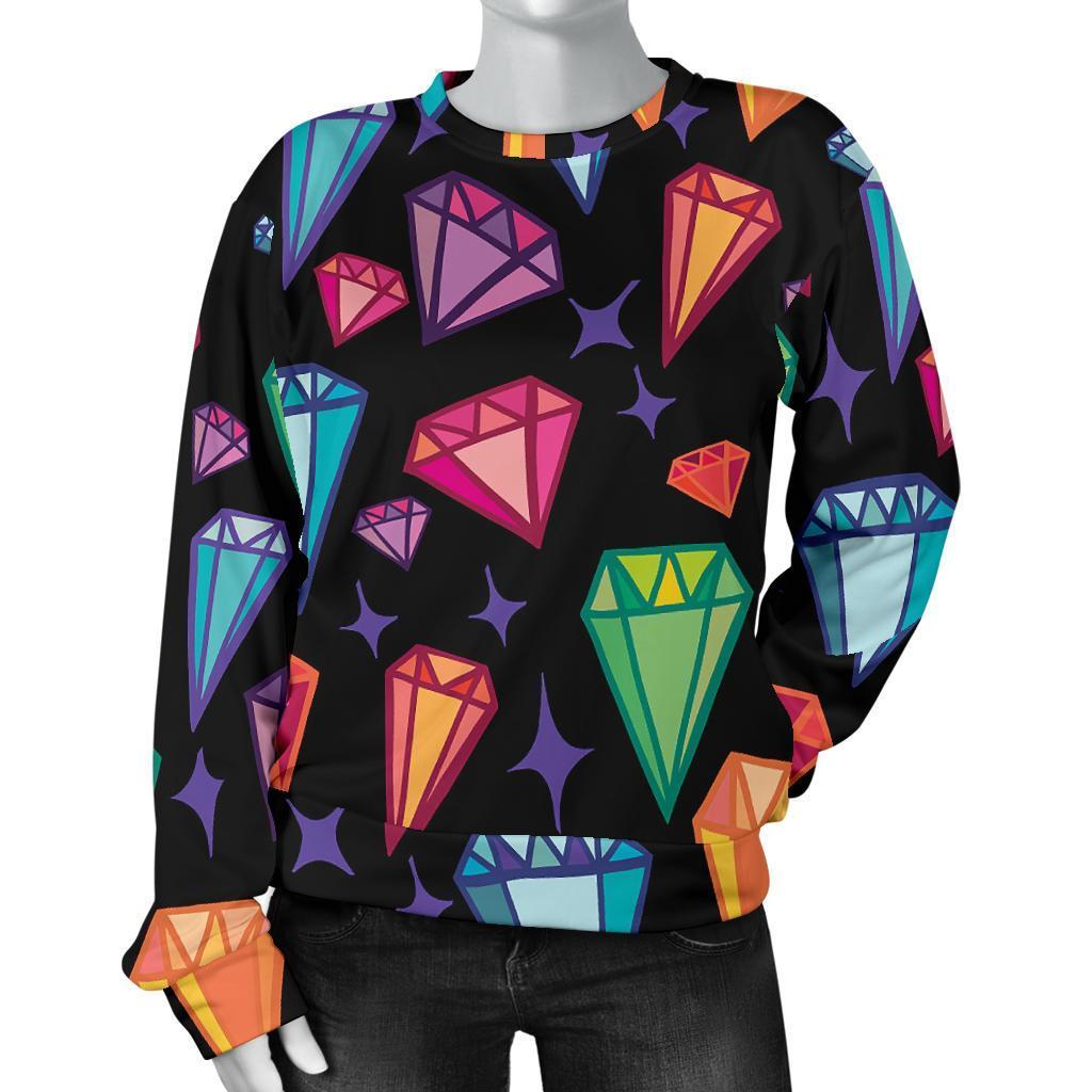 Diamond Colorful Print Pattern Women's Sweatshirt-grizzshop