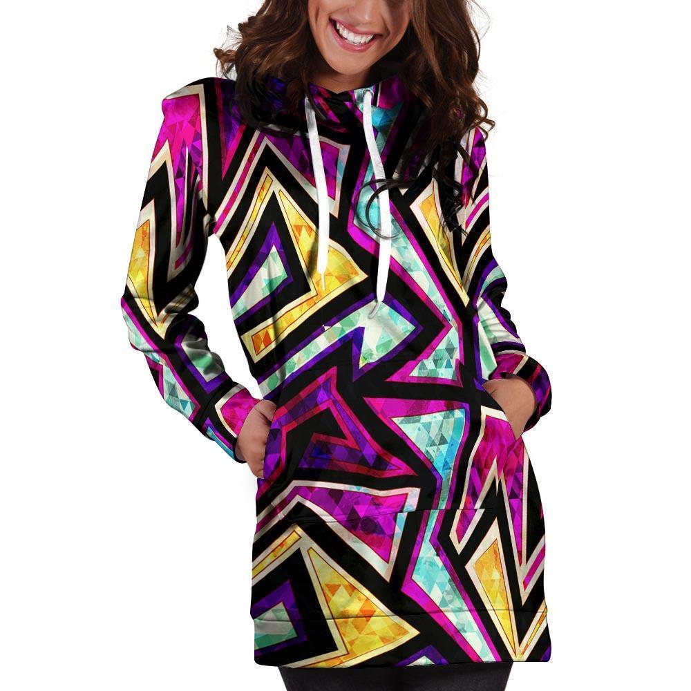 Diamond Geometric Hoodie Dress-grizzshop