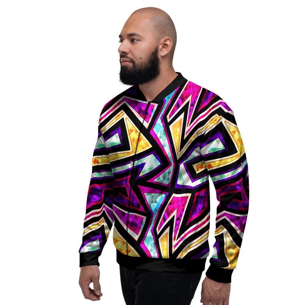 Diamond Geometric Men's Bomber Jacket-grizzshop