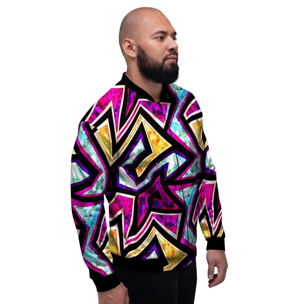 Diamond Geometric Men's Bomber Jacket-grizzshop