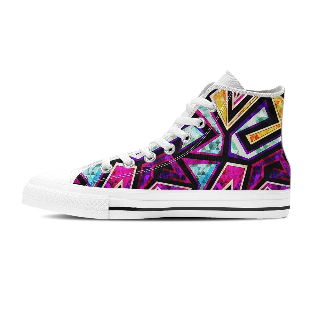 Diamond Geometric Men's High Top Shoes-grizzshop