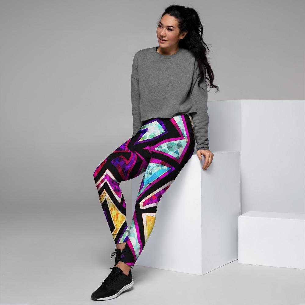 Diamond Geometric Women's Joggers-grizzshop