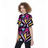 Diamond Geometric Women's Short Sleeve Shirts-grizzshop