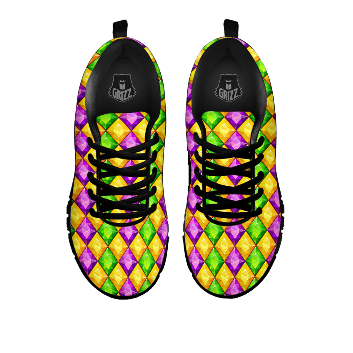 Diamond Mardi Gras Print Pattern Black Sneaker-grizzshop