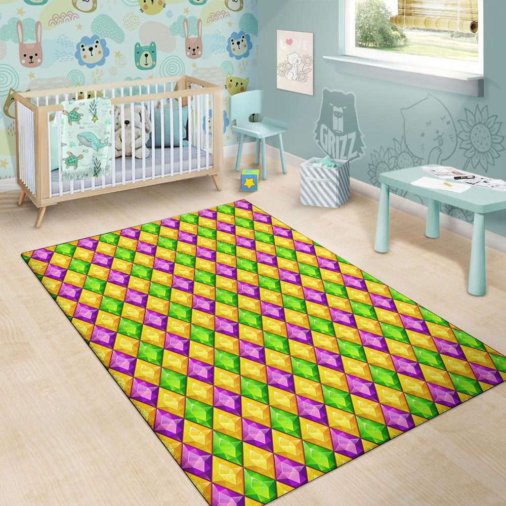 Diamond Mardi Gras Print Pattern Floor Mat-grizzshop