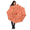 Diamond Orange Print Pattern Automatic Foldable Umbrella-grizzshop