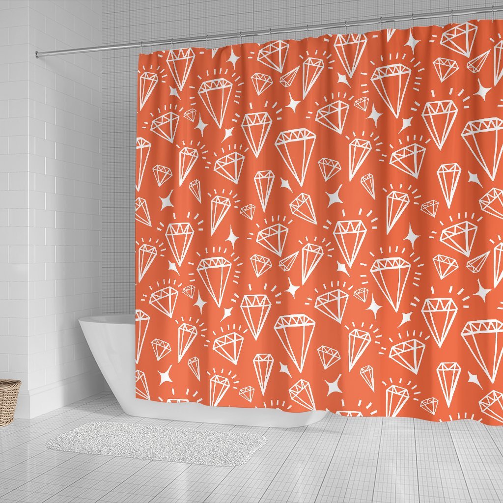 Diamond Orange Print Pattern Bathroom Shower Curtain-grizzshop