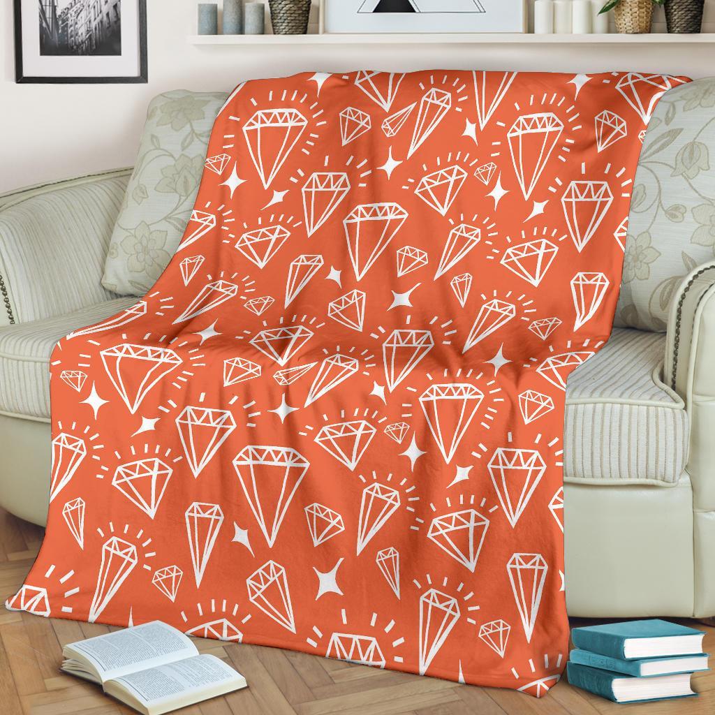 Diamond Orange Print Pattern Blanket-grizzshop