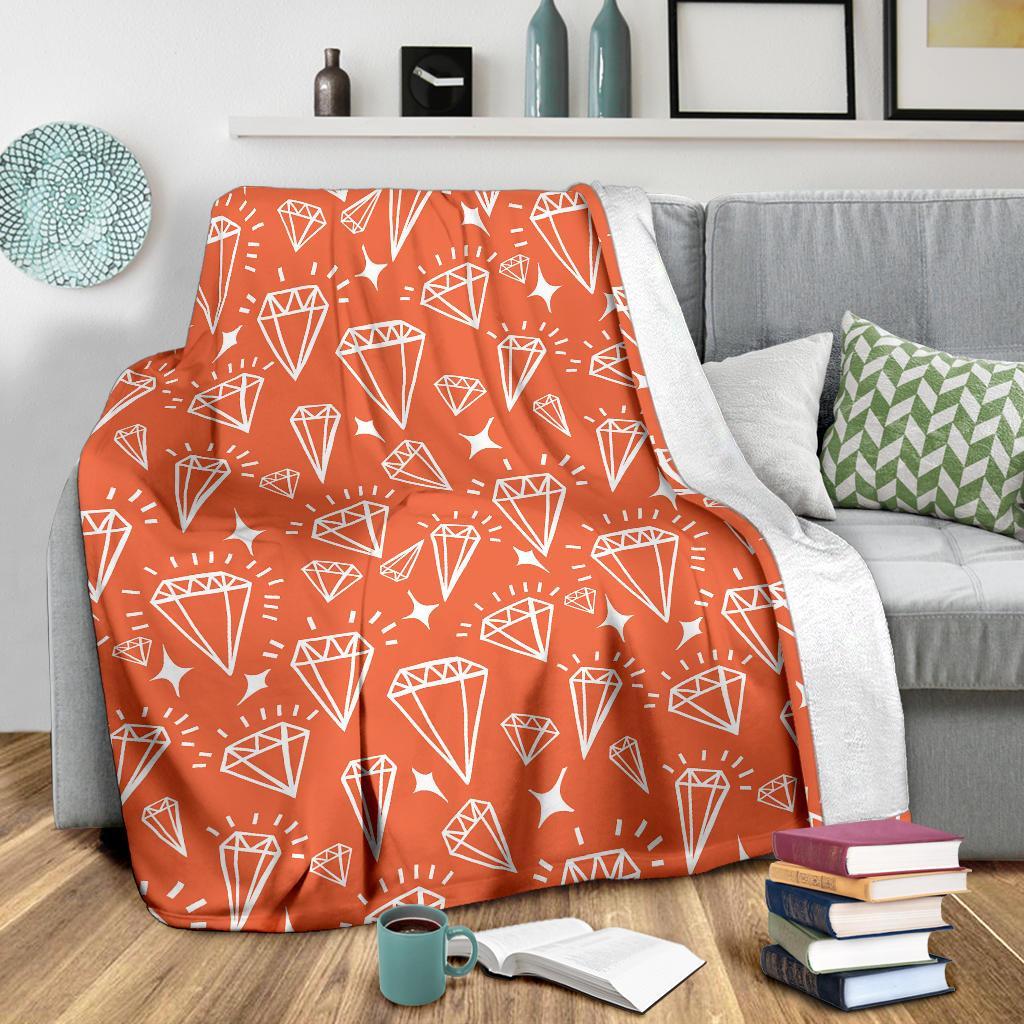 Diamond Orange Print Pattern Blanket-grizzshop