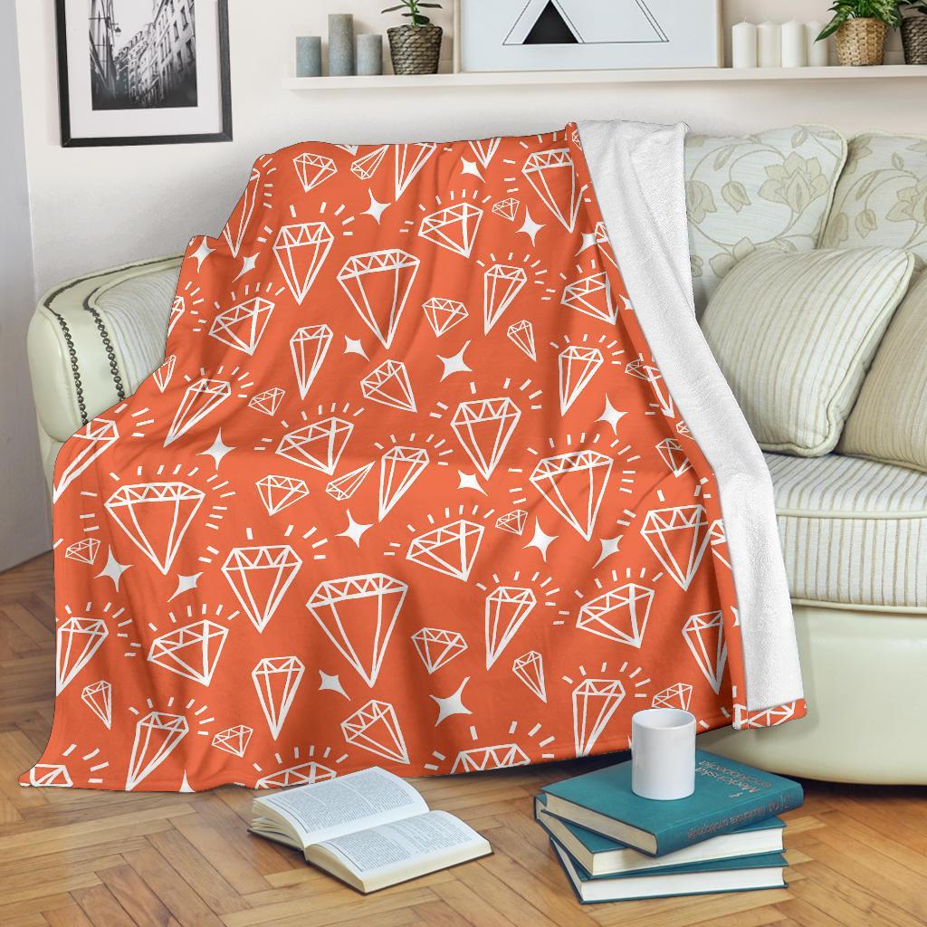 Diamond Orange Print Pattern Blanket-grizzshop