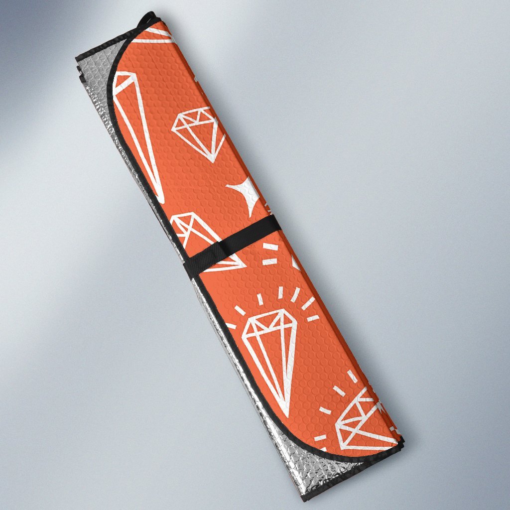 Diamond Orange Print Pattern Car Sun Shade-grizzshop