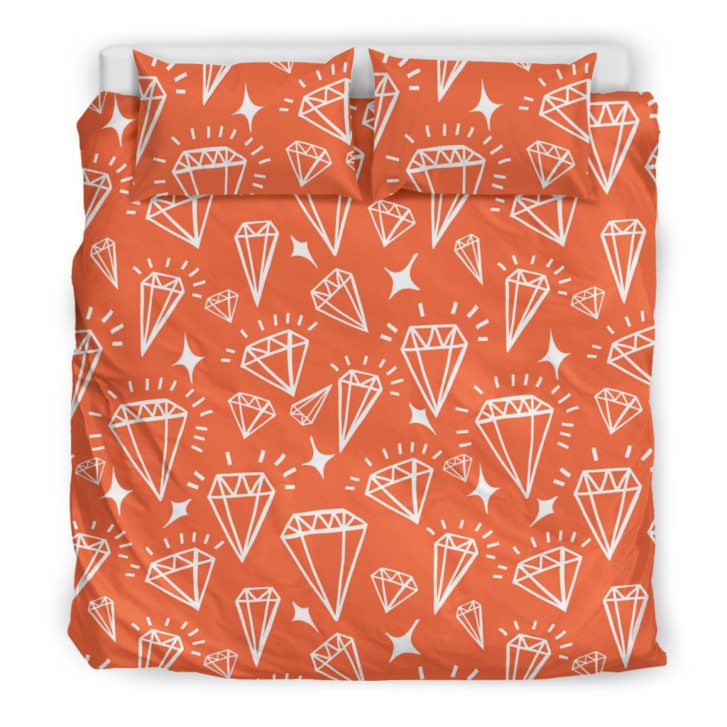 Diamond Orange Print Pattern Duvet Cover Bedding Set-grizzshop