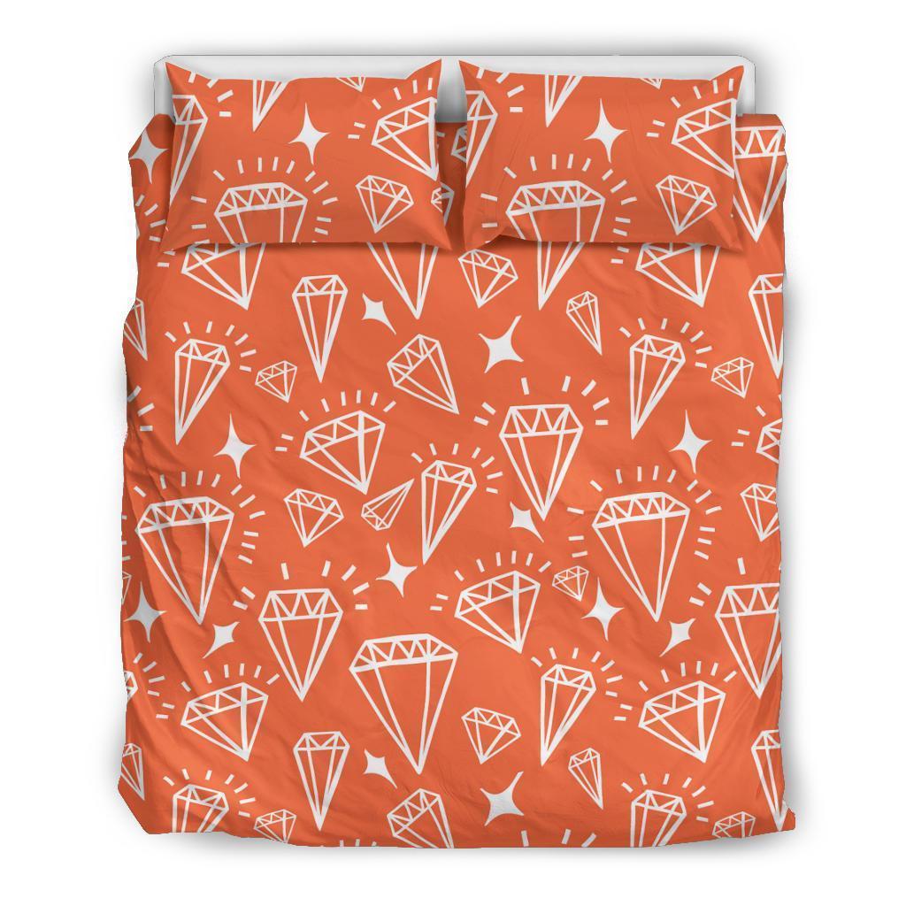 Diamond Orange Print Pattern Duvet Cover Bedding Set-grizzshop