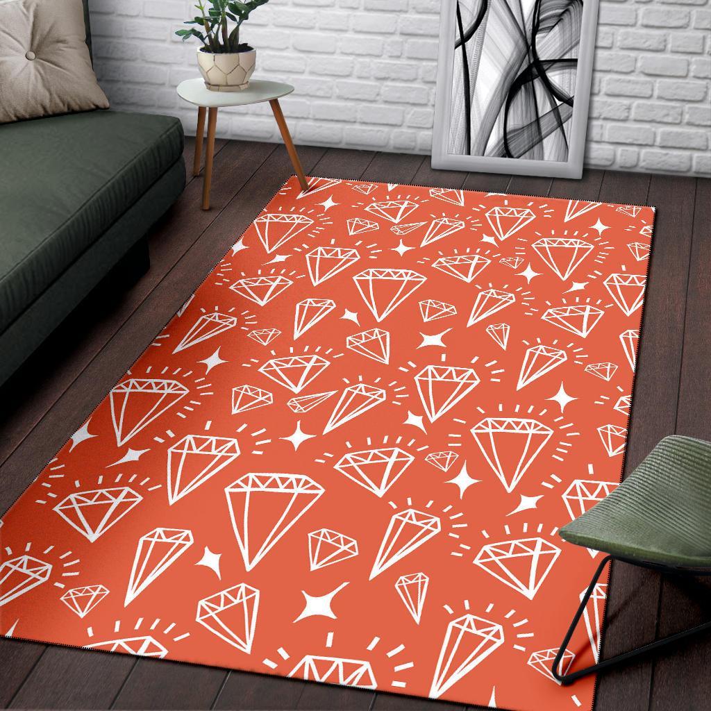 Diamond Orange Print Pattern Floor Mat-grizzshop