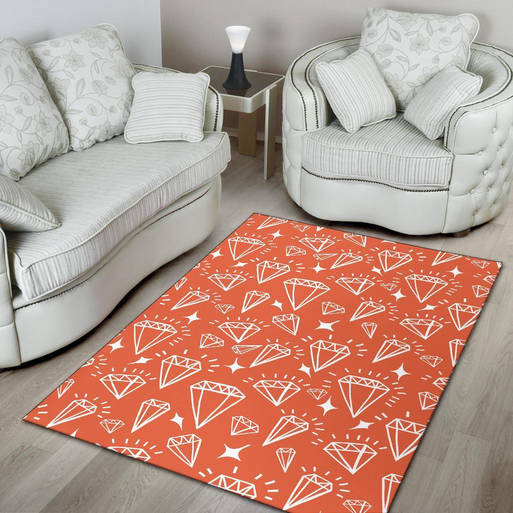 Diamond Orange Print Pattern Floor Mat-grizzshop