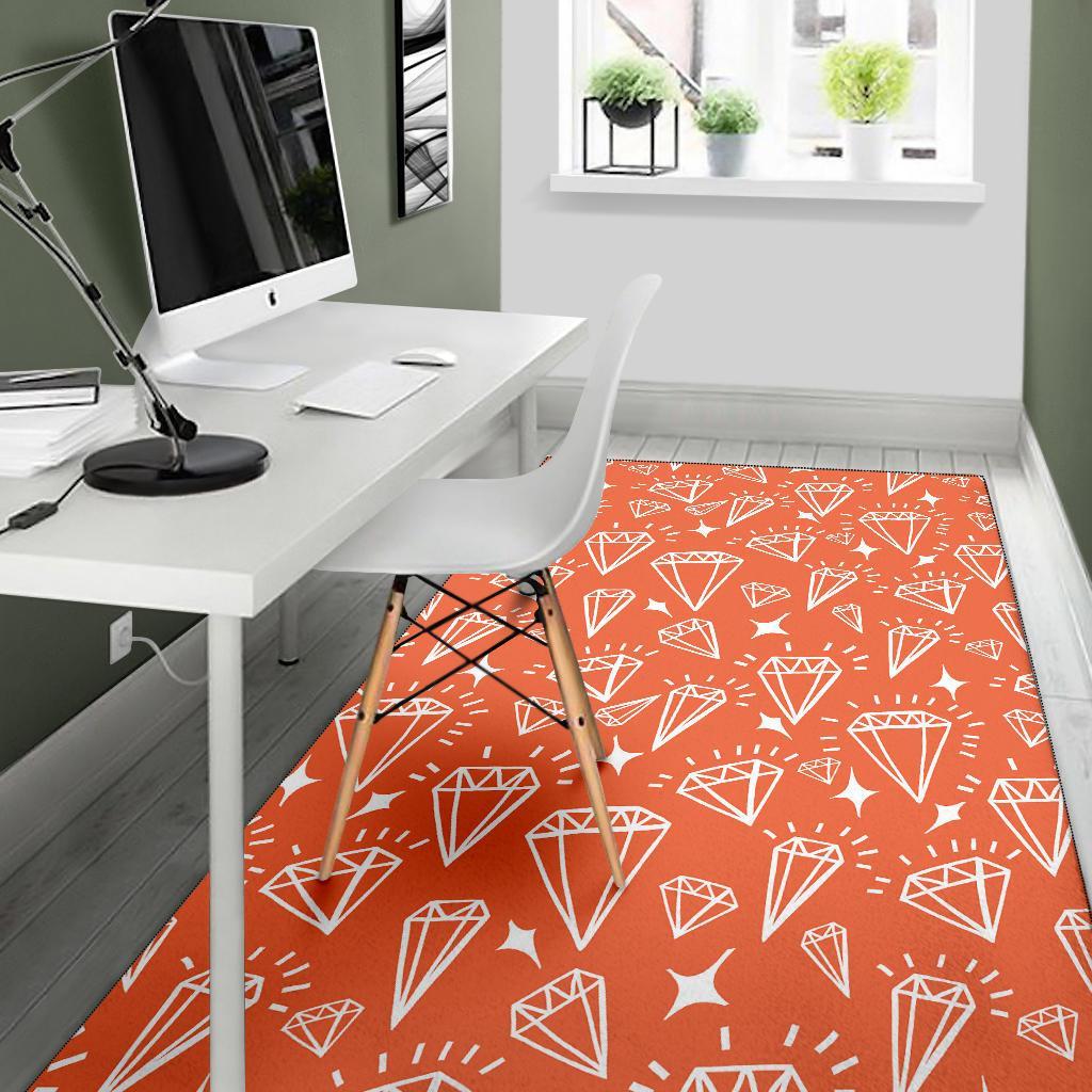 Diamond Orange Print Pattern Floor Mat-grizzshop