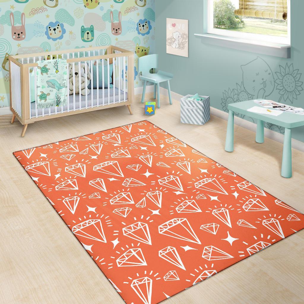 Diamond Orange Print Pattern Floor Mat-grizzshop