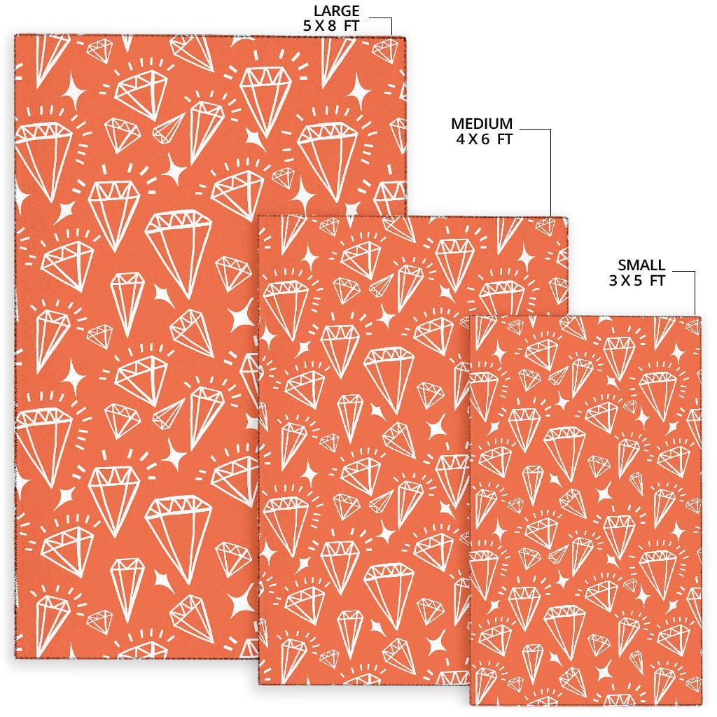 Diamond Orange Print Pattern Floor Mat-grizzshop