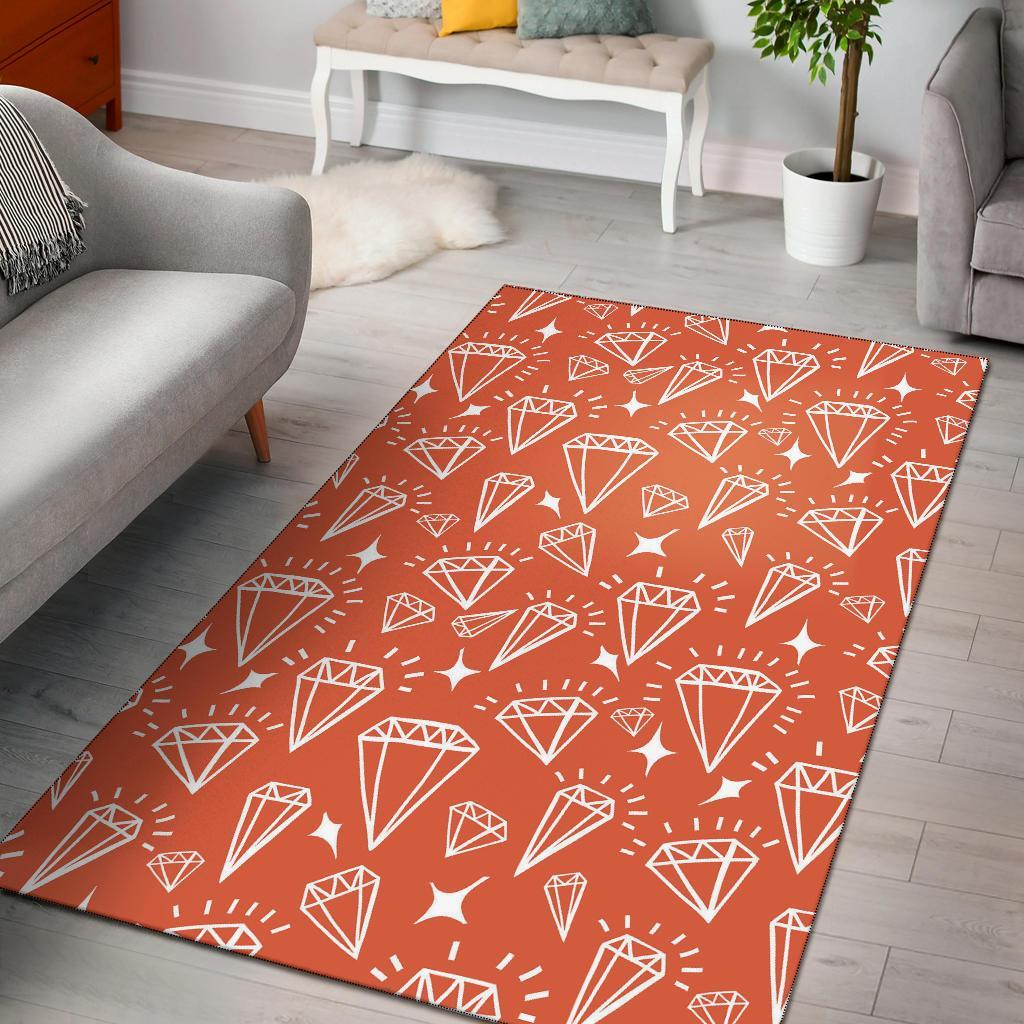 Diamond Orange Print Pattern Floor Mat-grizzshop