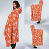 Diamond Orange Print Pattern Hooded Blanket-grizzshop