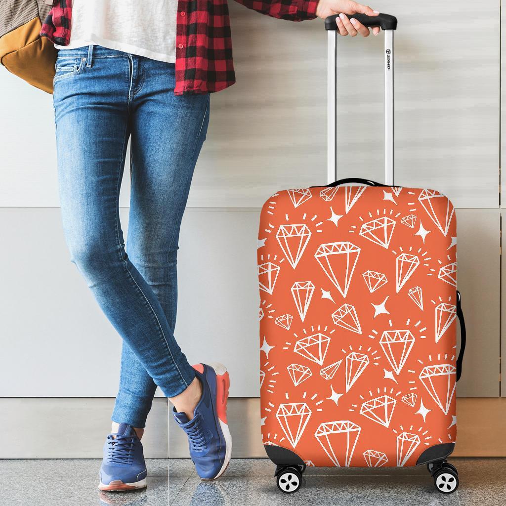 Diamond Orange Print Pattern Luggage Cover Protector-grizzshop