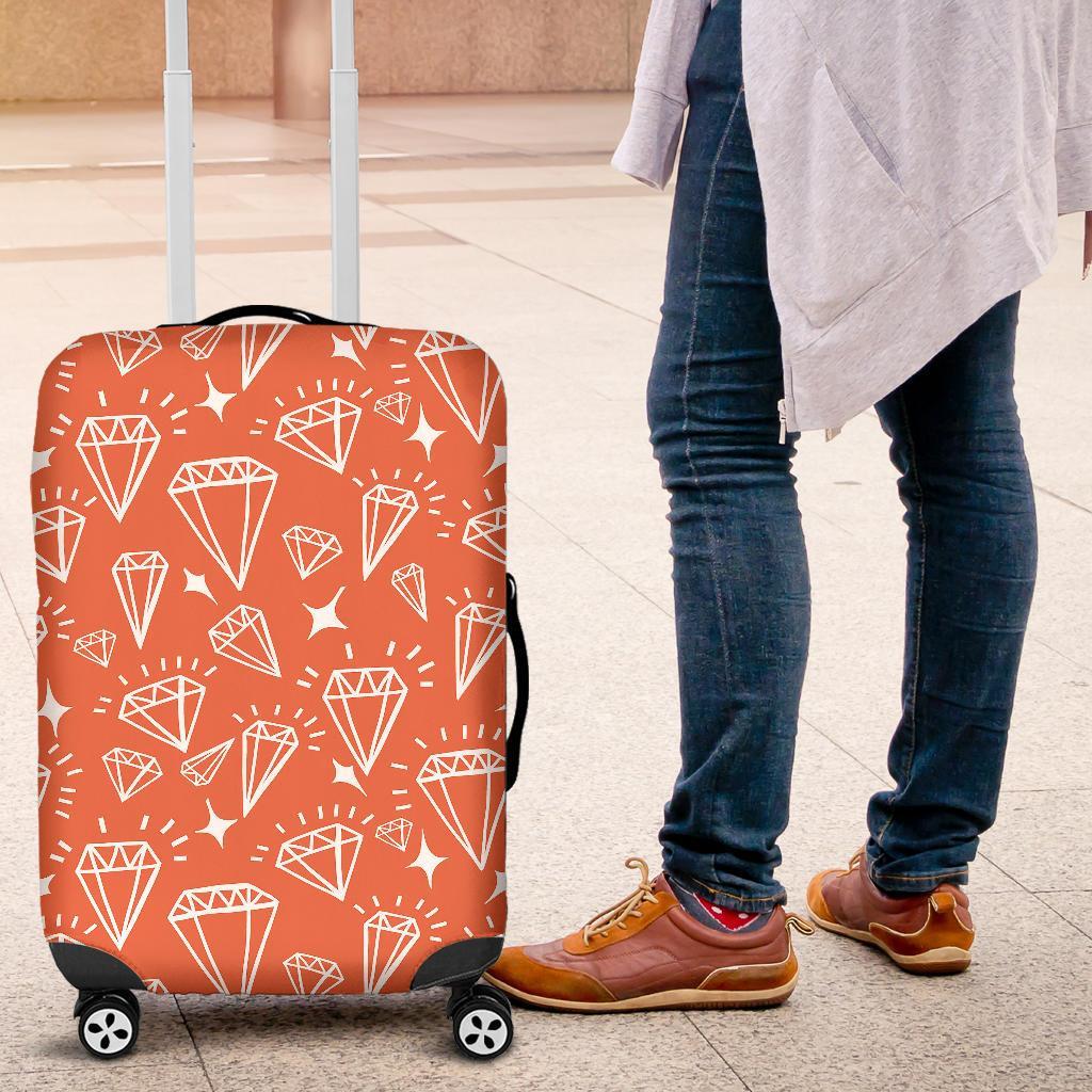 Diamond Orange Print Pattern Luggage Cover Protector-grizzshop