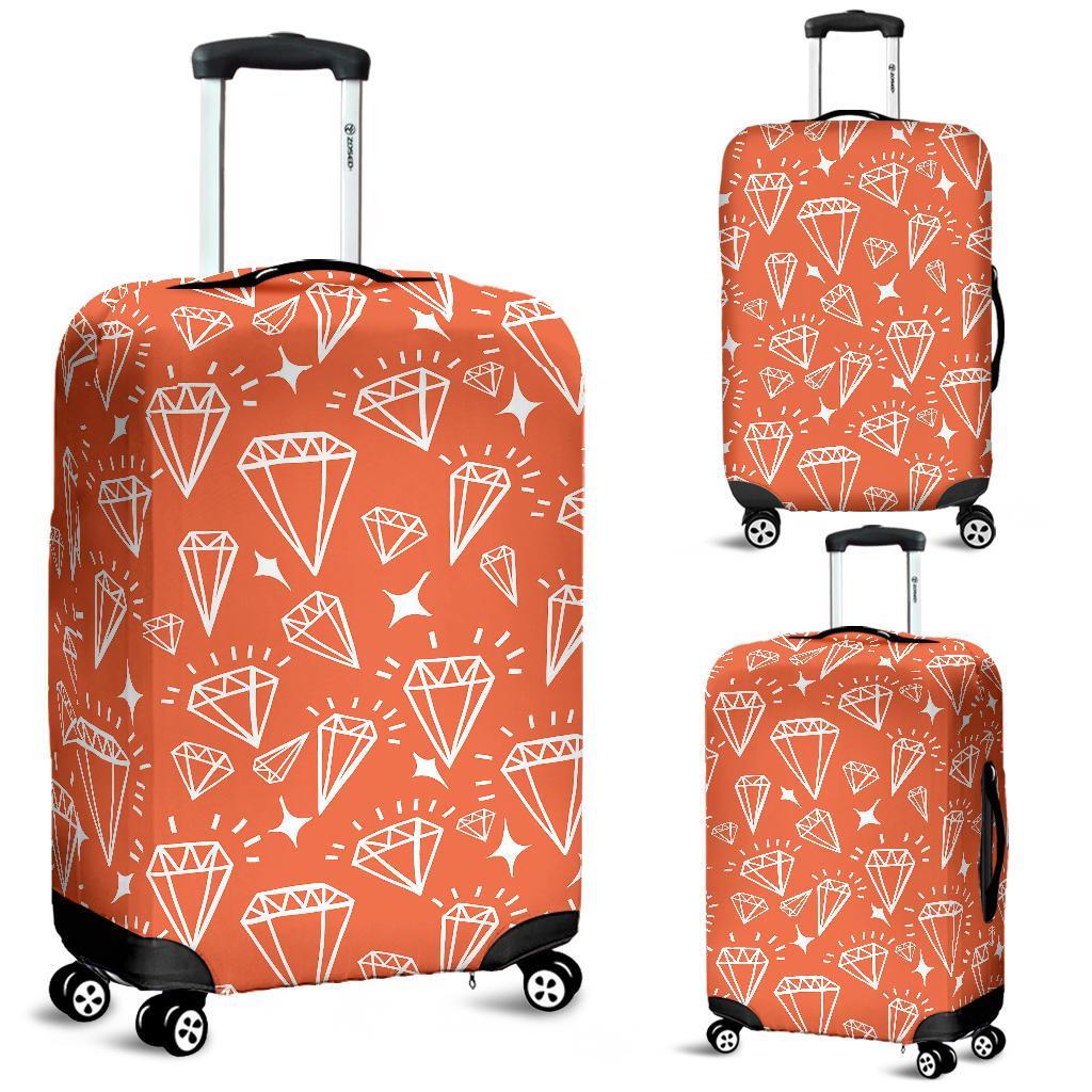 Diamond Orange Print Pattern Luggage Cover Protector-grizzshop