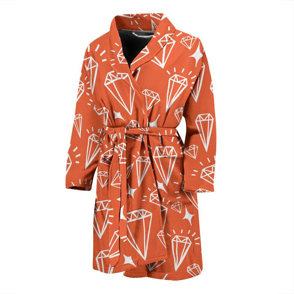 Diamond Orange Print Pattern Men Long Robe-grizzshop