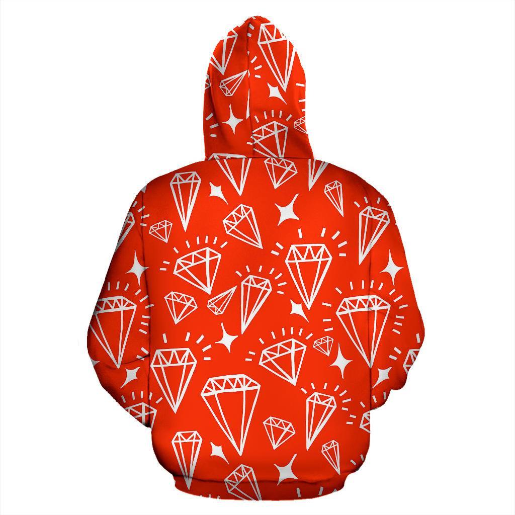 Diamond Orange Print Pattern Men Women Pullover Hoodie-grizzshop