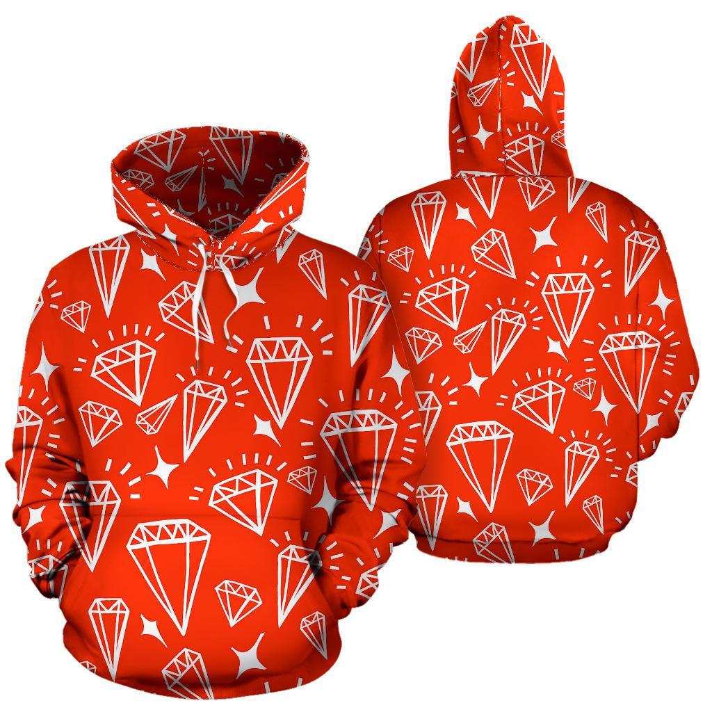 Diamond Orange Print Pattern Men Women Pullover Hoodie-grizzshop