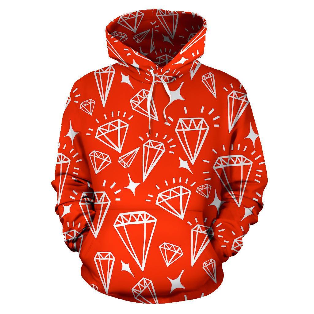 Diamond Orange Print Pattern Men Women Pullover Hoodie-grizzshop