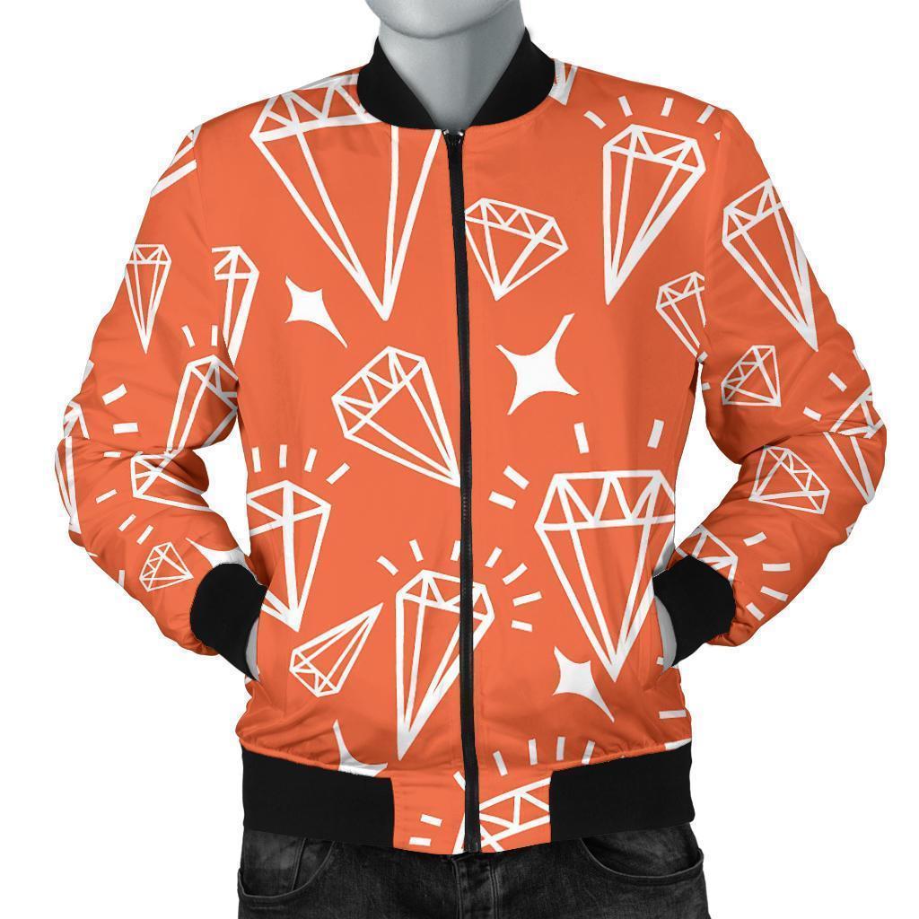 Diamond Orange Print Pattern Men's Bomber Jacket-grizzshop