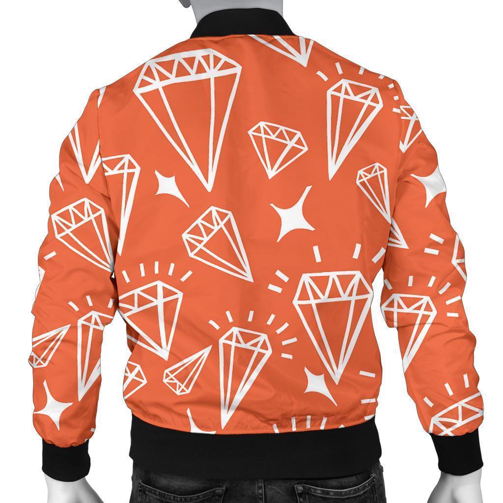 Diamond Orange Print Pattern Men's Bomber Jacket-grizzshop