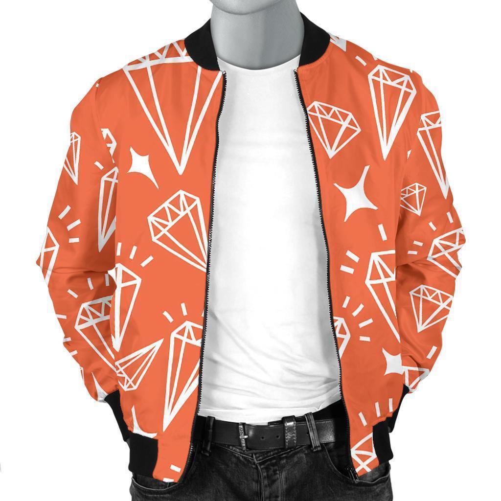 Diamond Orange Print Pattern Men's Bomber Jacket-grizzshop