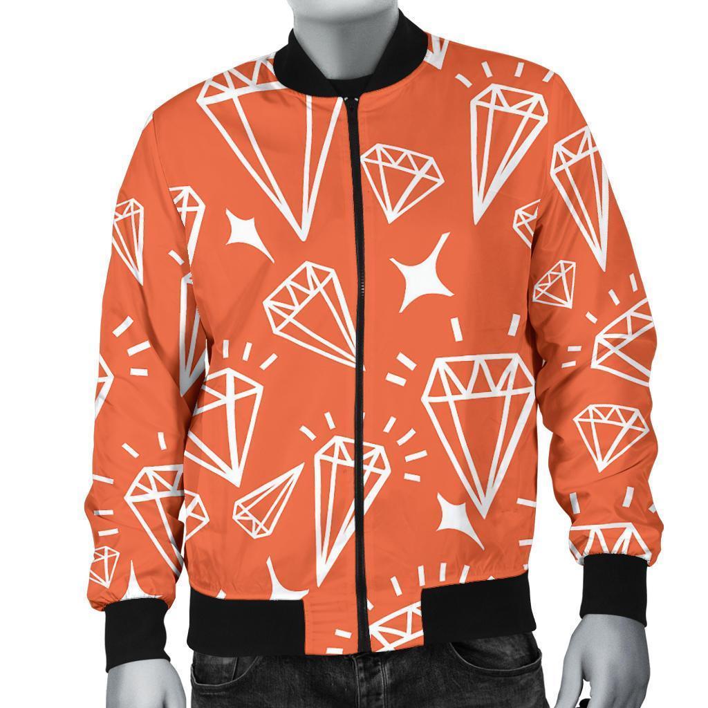 Diamond Orange Print Pattern Men's Bomber Jacket-grizzshop