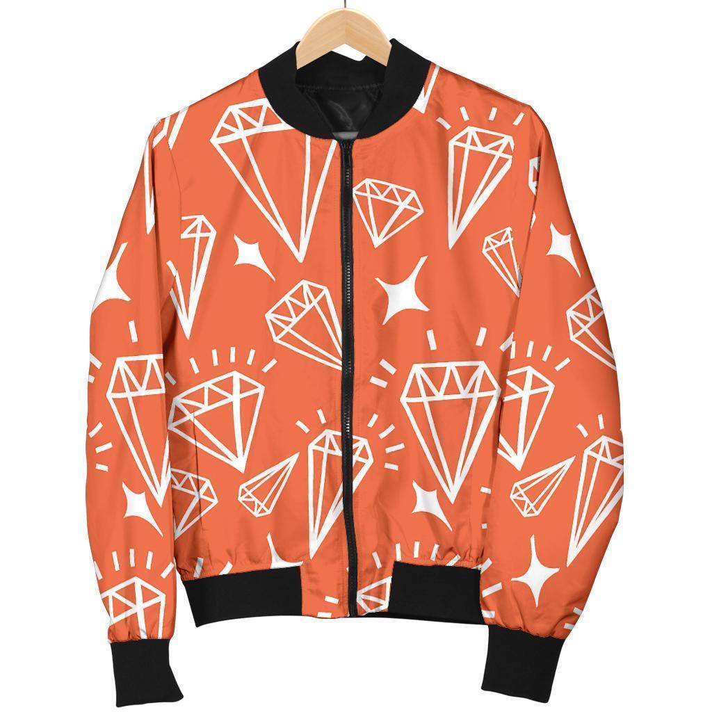 Diamond Orange Print Pattern Men's Bomber Jacket-grizzshop