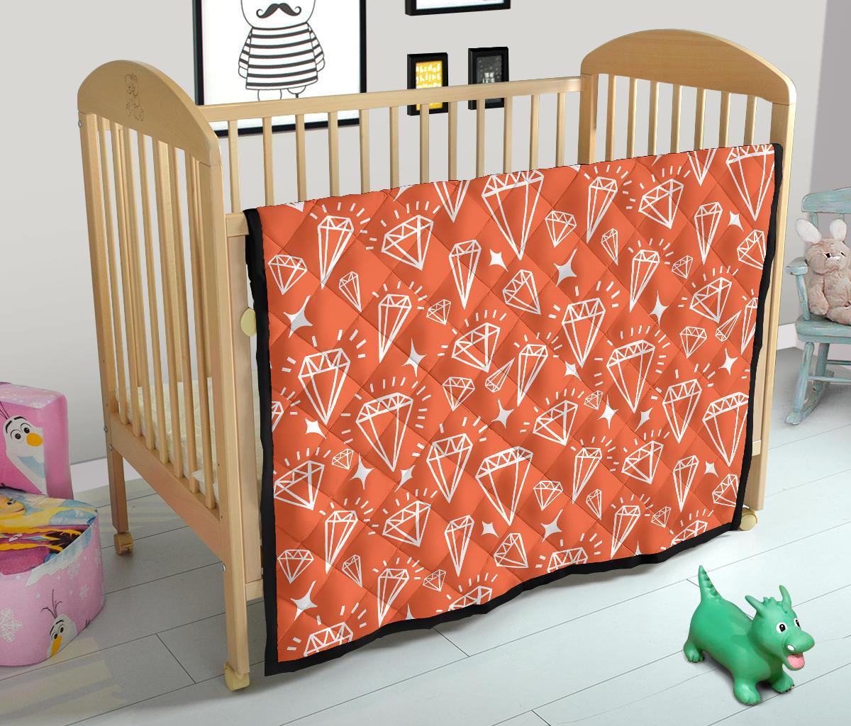 Diamond Orange Print Pattern Quilt-grizzshop