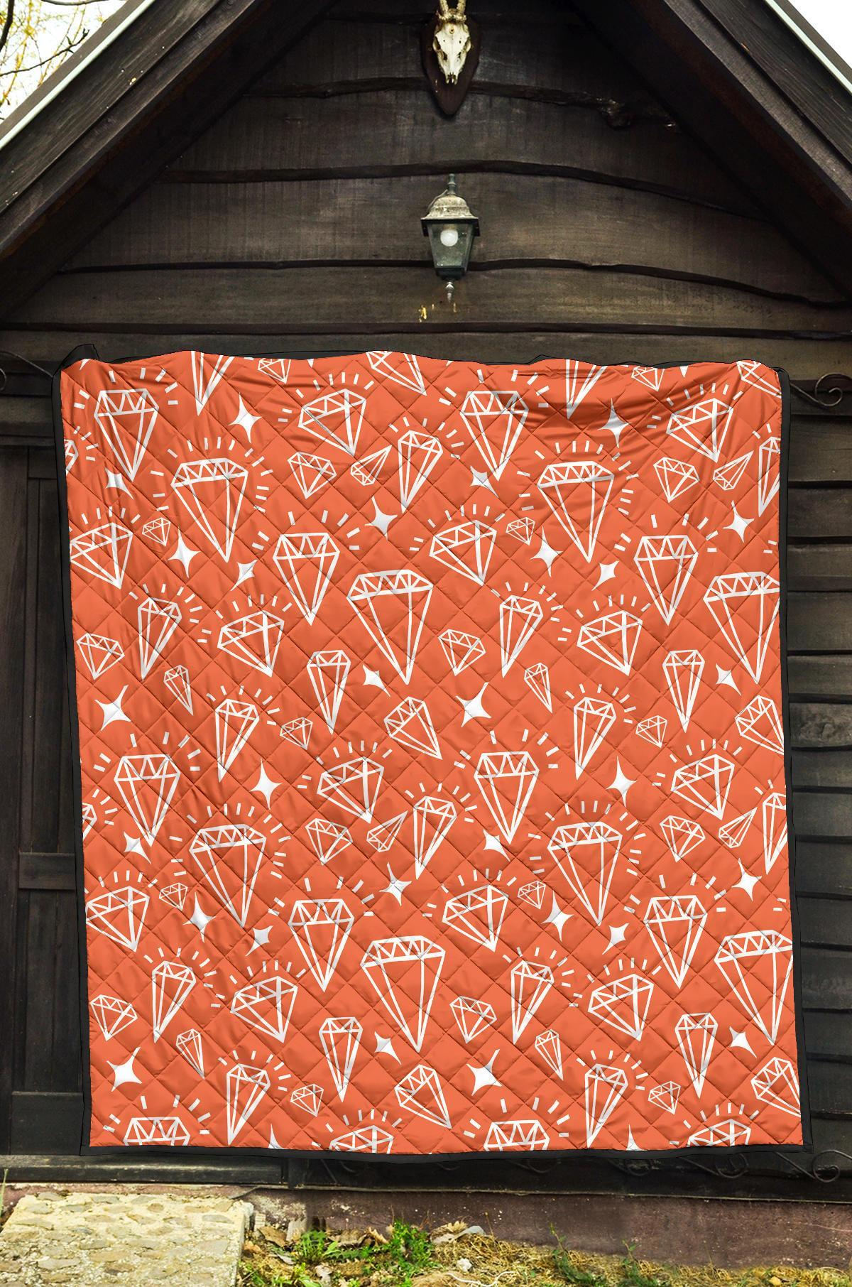 Diamond Orange Print Pattern Quilt-grizzshop