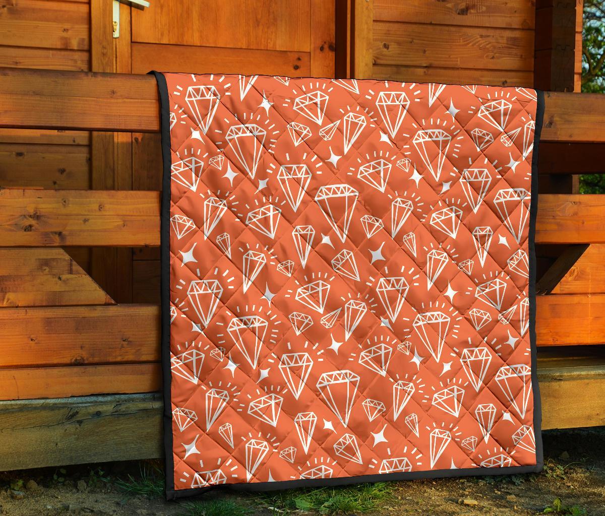 Diamond Orange Print Pattern Quilt-grizzshop