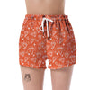 Diamond Orange Print Pattern Women's Shorts-grizzshop