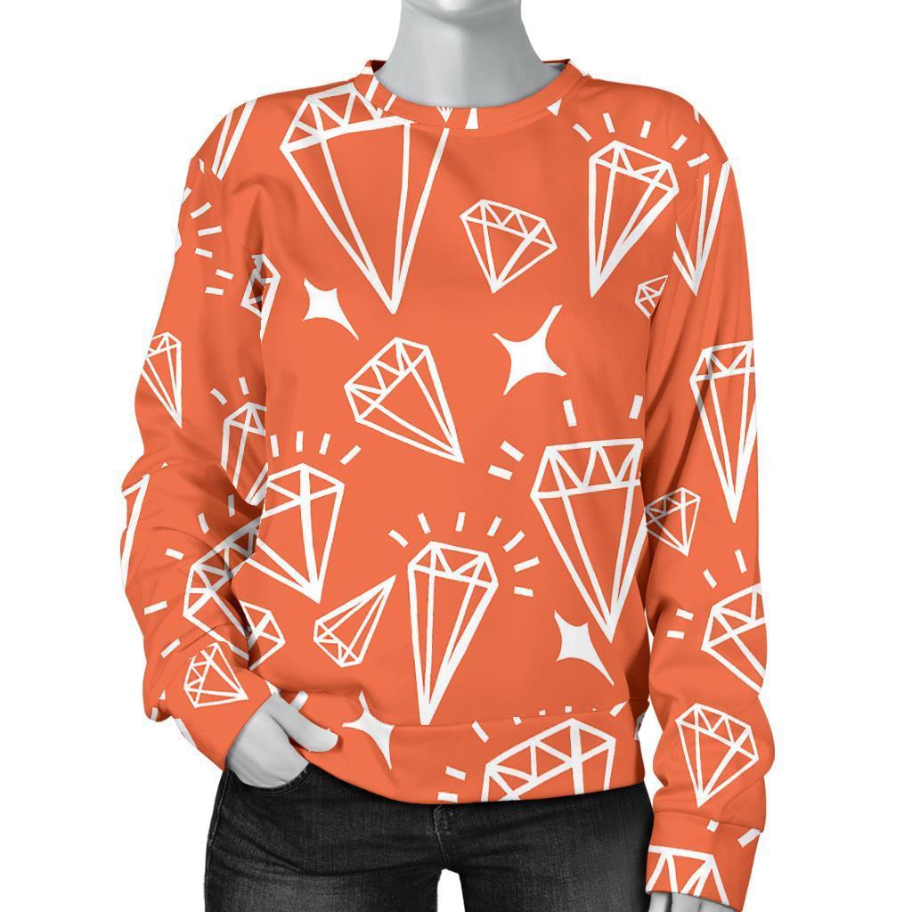 Diamond Orange Print Pattern Women's Sweatshirt-grizzshop