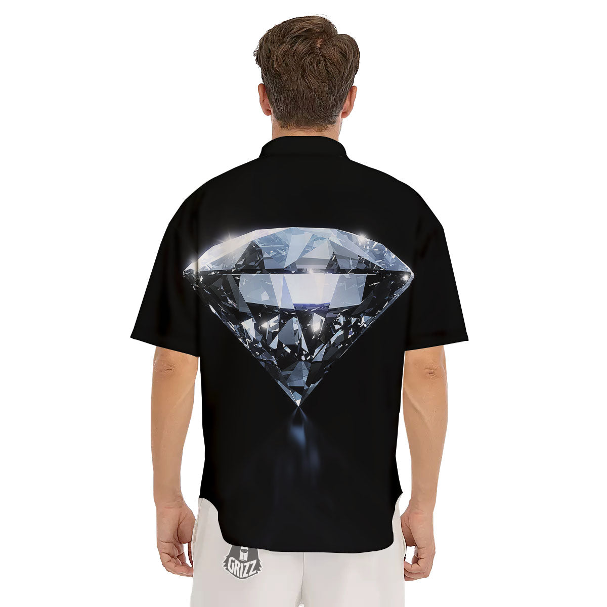 Diamond Print Men's Short Sleeve Shirts-grizzshop