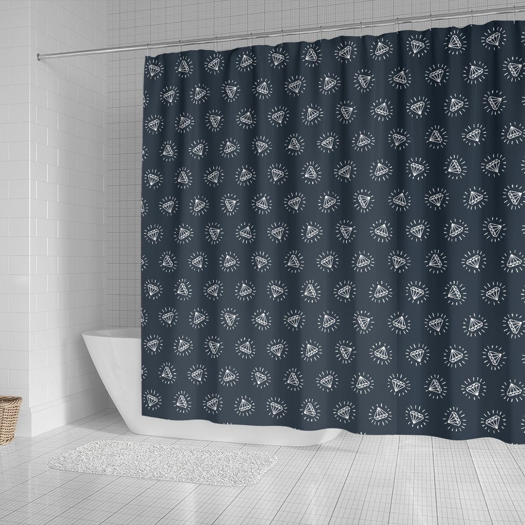 Diamond Print Pattern Bathroom Shower Curtain-grizzshop