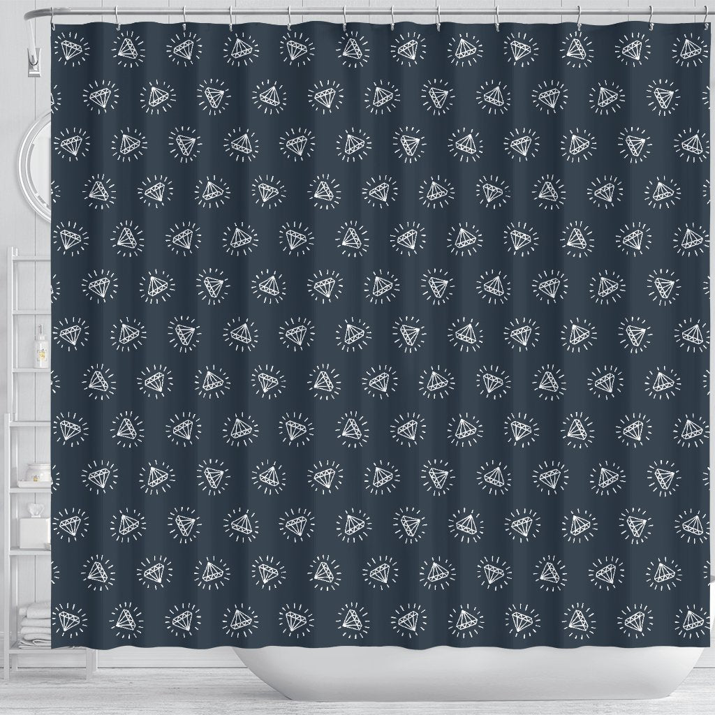 Diamond Print Pattern Bathroom Shower Curtain-grizzshop