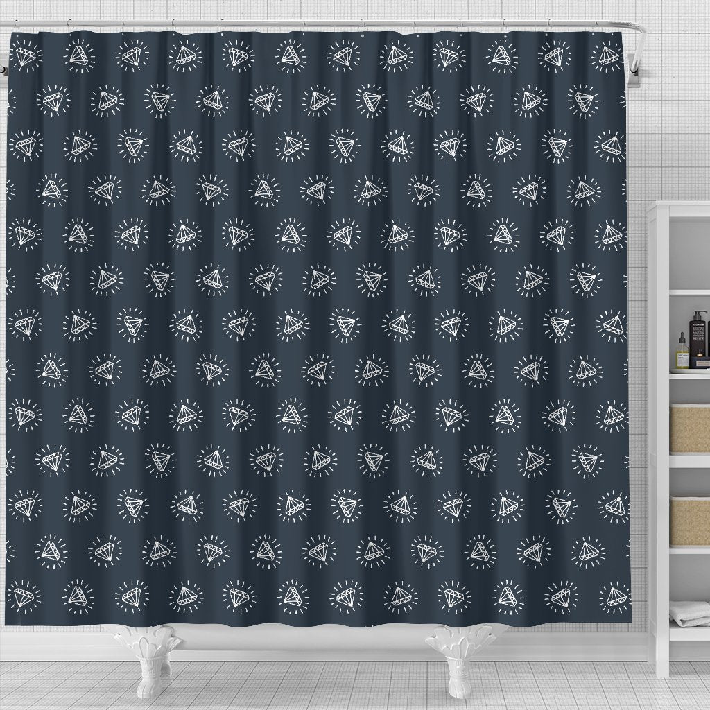 Diamond Print Pattern Bathroom Shower Curtain-grizzshop