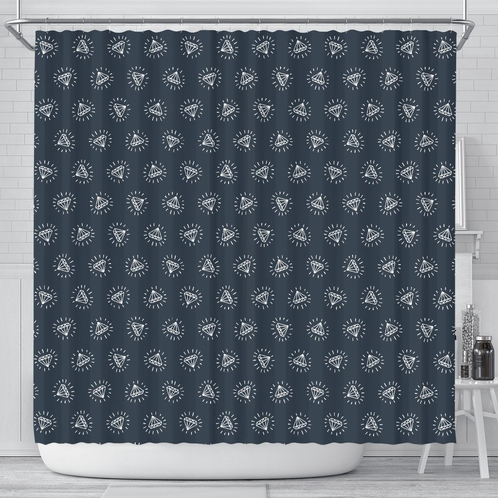 Diamond Print Pattern Bathroom Shower Curtain-grizzshop