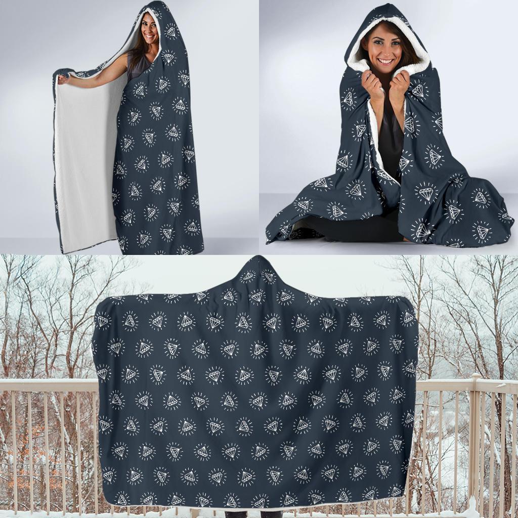 Diamond Print Pattern Hooded Blanket-grizzshop