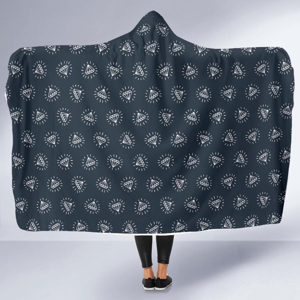 Diamond Print Pattern Hooded Blanket-grizzshop