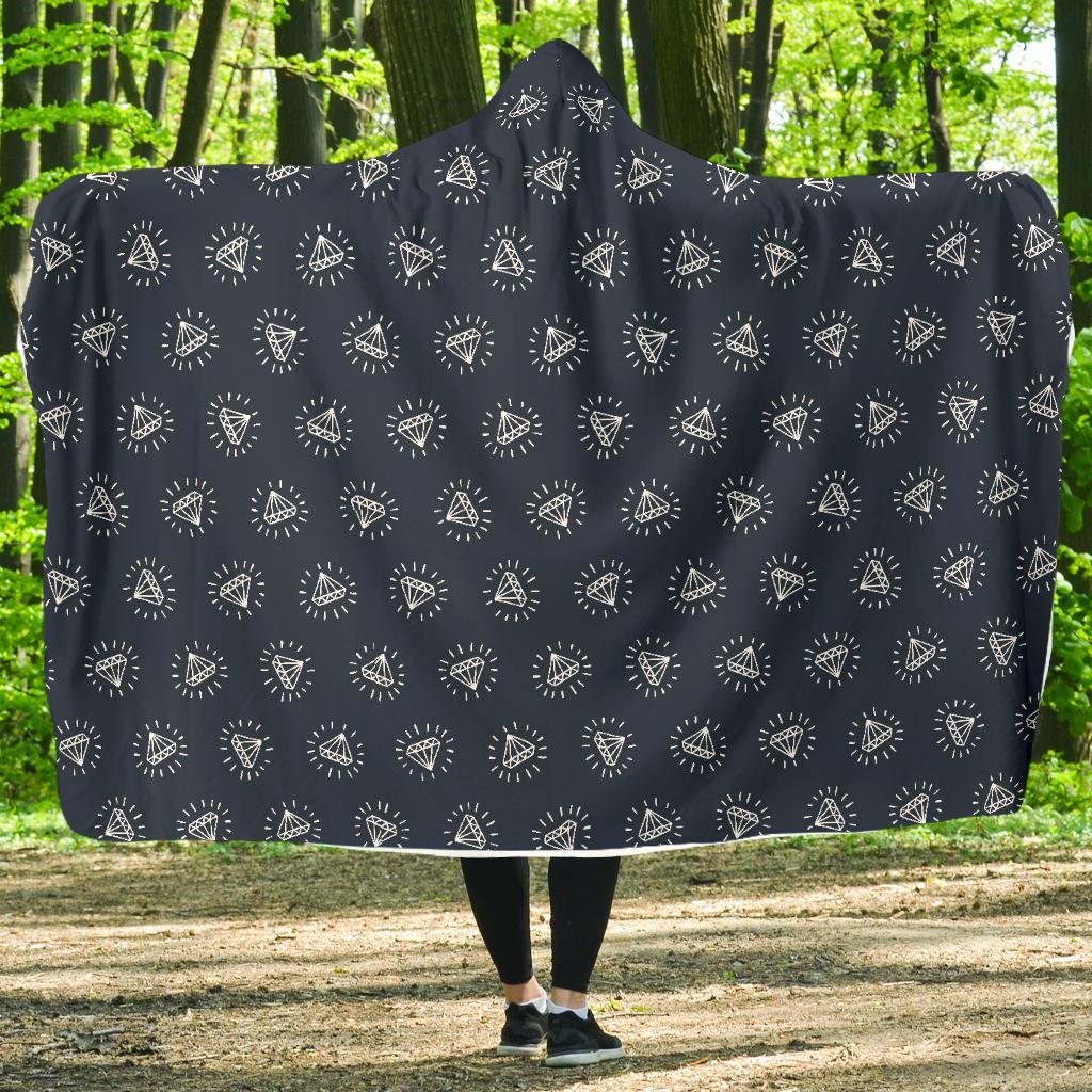 Diamond Print Pattern Hooded Blanket-grizzshop