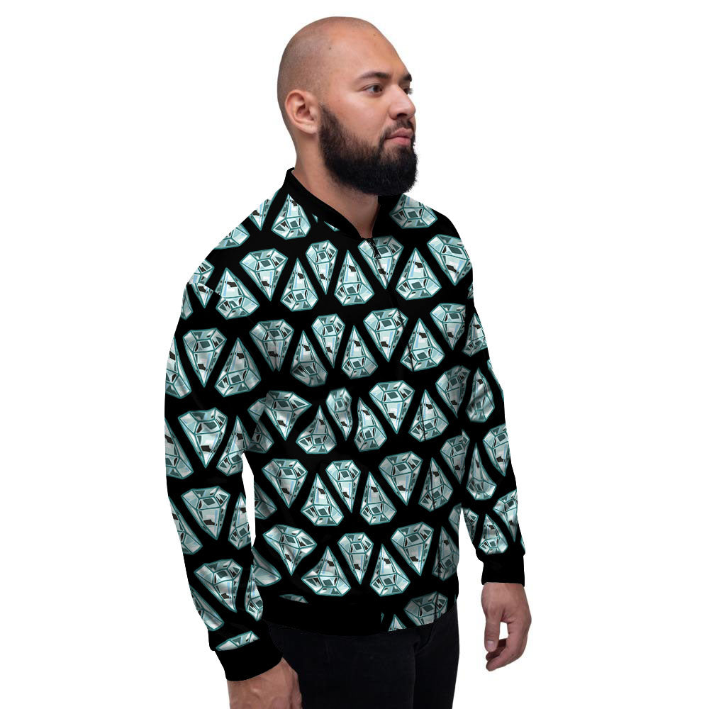 Diamond Print Pattern Men's Bomber Jacket-grizzshop